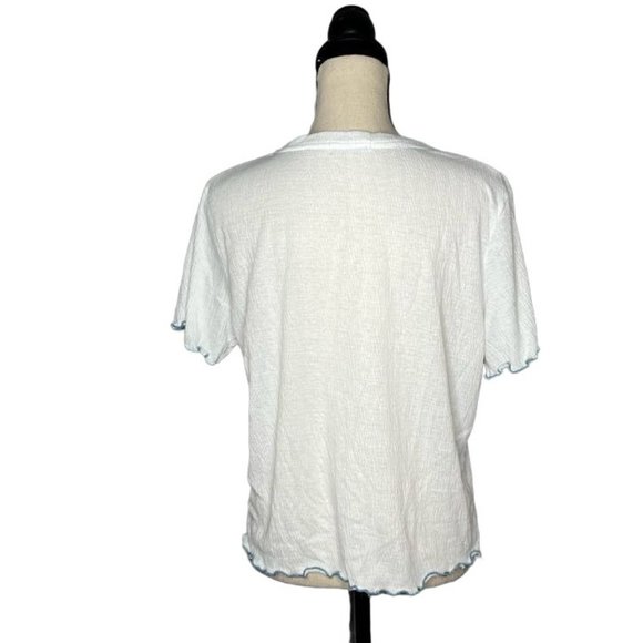 Emerson Road White Star Print Short Sleeve Shirt Women's Size Large L - Picture 3 of 7